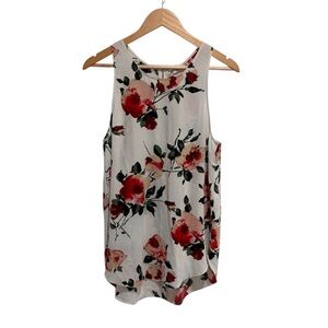 Wilfred Sevres Sleeveless Blouse Floral Pattern Zipper White Lightweight